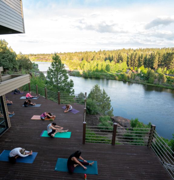 A view from The Haven deck during a yoga class.